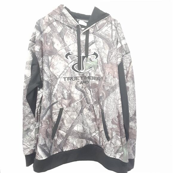 True Timber Hoodie Mens 2XL Black Brown HTC Camo Hunting Outdoor Sweatshirt - Picture 1 of 7